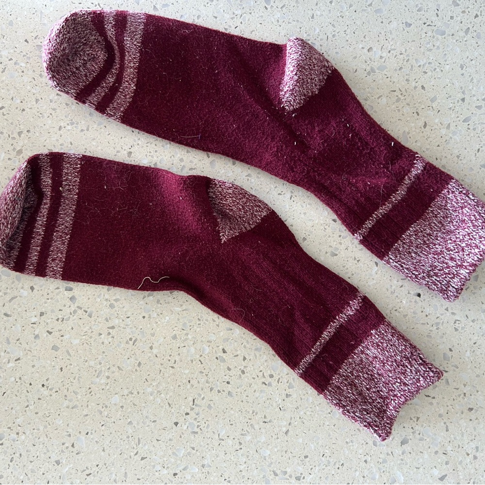 Maroon and White Cozy Socks